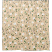 Scandinavian white Floral シャワーカーテン (正面)