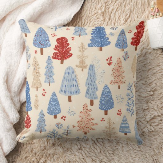 Scandinavian Winter Forest Pattern (1) クッション (ブランケット)