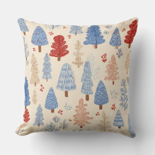 Scandinavian Winter Forest Pattern (1) クッション (正面)