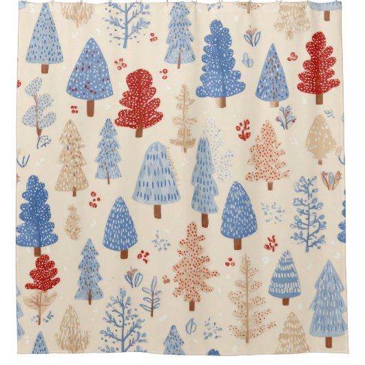 Scandinavian Winter Forest Pattern (1) シャワーカーテン (正面)