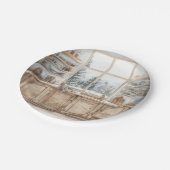 Scandinavian Winter Kitchen Watercolor with Snowy  ペーパープレート (アングル)