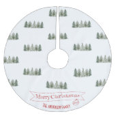 Scandinavian Winter Pine Tree Merry Christmas ブラッシュドポリエステルツリースカート (正面)