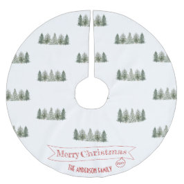 Scandinavian Winter Pine Tree Merry Christmas ブラッシュドポリエステルツリースカート