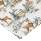 Scandinavian Winter Village Reindeers Toile テーブルクロス (アングル)