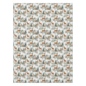 Scandinavian Winter Village Reindeers Toile テーブルクロス (正面)