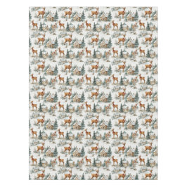 Scandinavian Winter Village Reindeers Toile テーブルクロス