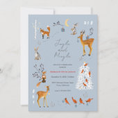 Scandinavian Woodland Animals Christmas Party 招待状 (正面)