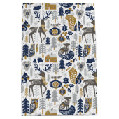 Scandinavian Woodland Animals Snowflakes Christmas ミディアムペーパーバッグ (正面)