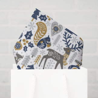 Scandinavian Woodland Animals Snowflakes Christmas 薄葉紙