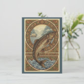 Scandinavian Woodland Salmon Art Flat Thank You  サンキューカード (スタンド正面)