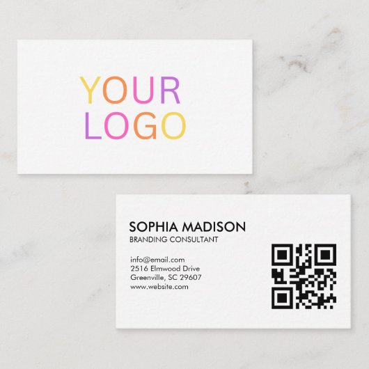 Scannable QR Code Logo Minimalist Business Card 名刺 (正面/裏面)