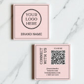 Scannable QR Code Modern Blush Pink Black Digital  スクエア名刺