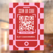 Scannable QR Code Retro Red & Pink Business Shop ウィンドウサイン (シート2)