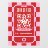 Scannable QR Code Retro Red & Pink Business Shop ウィンドウサイン (シート)