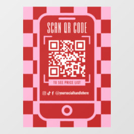 Scannable QR Code Retro Red & Pink Business Shop ウィンドウサイン