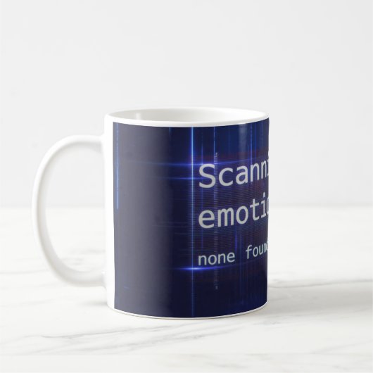 Scanning Emotions None Found Funny AI Glitch Mug コーヒーマグカップ (左)