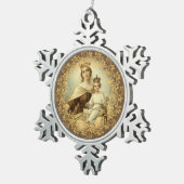 Scapularカルメル山のベビーイエス・キリストの私達の女性 スノーフレークピューターオーナメント (右)