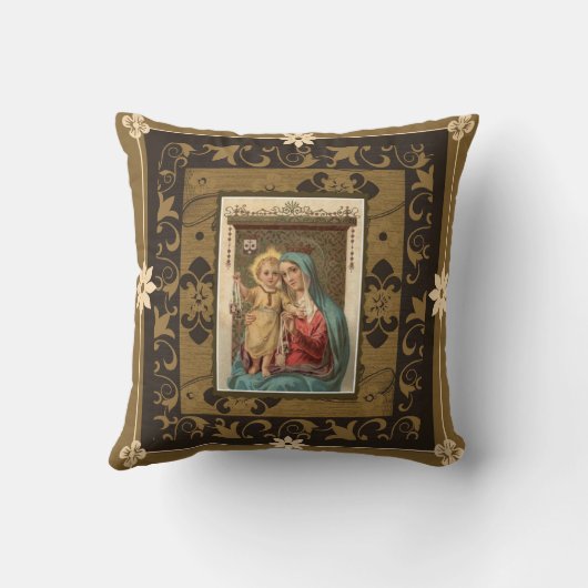 Scapularベビーイエス・キリストが付いているカルメル山の私達の女性 クッション (裏面)