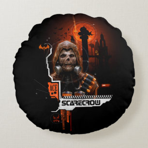 Scarecrowオレンジのグラフィック ラウンドクッション