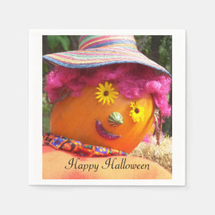 Scarecrowハロウィンの女性 スタンダードカクテルナプキン