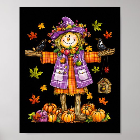 Scarecrow Autumn Fall Season Pumpkin Thanksgiving  ポスター (正面)