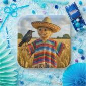 Scarecrow Wearing a Sombrero and Poncho ペーパープレート (パーティー)