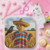 Scarecrow Wearing a Sombrero and Poncho ペーパープレート (パーティー)