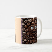 "Scared Bean" Coffee Mug – For Coffee Lovers with コーヒーマグカップ (正面右)