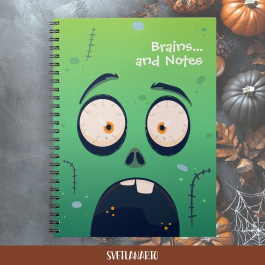 Scared Green Zombie Halloween Spiral Notebook ノートブック