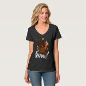 Scared Turkey Run  Thanksgiving Running Turkey Tro Tシャツ (正面フル)