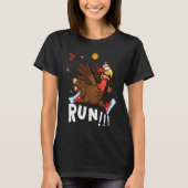 Scared Turkey Run  Thanksgiving Running Turkey Tro Tシャツ (正面)