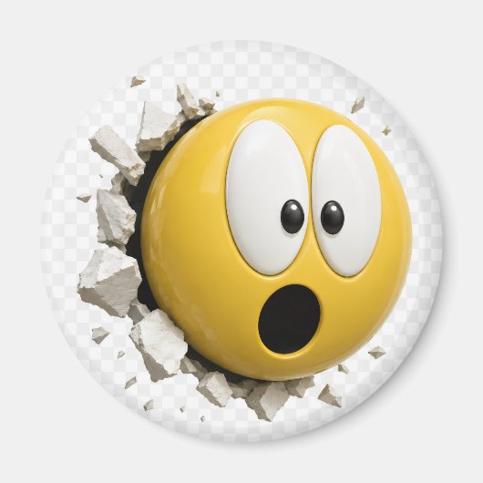 Scaredy 3D Emoji Round Magnet マグネット (正面)