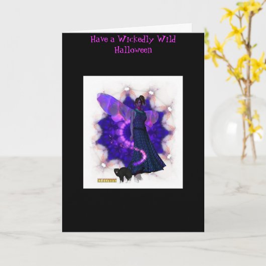 Scarey Faeryハロウィン カード (黄色い花)