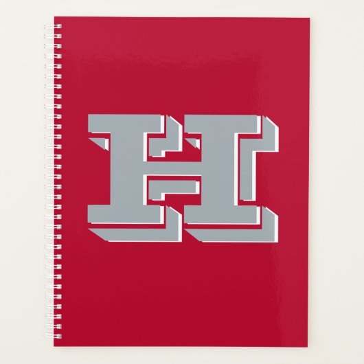 Scarlet and Gray School Pride Color Style Monogram プランナー手帳 (正面)