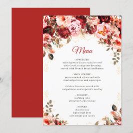 Scarlet Elegance Gold Floral Quinceañera Birthday メニュー