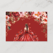 Scarlet Floral Quinceañera Reception Details エンクロージャーカード (裏面)