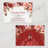Scarlet Floral Quinceañera Reception Details エンクロージャーカード (正面/裏面)