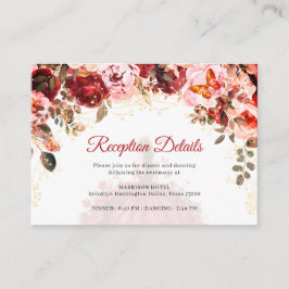 Scarlet Floral Quinceañera Reception Details エンクロージャーカード
