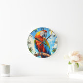 Scarlet Macaw in Jungle ラウンド壁時計 (ホーム)