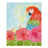 Scarlet Macaws and Pink Hibiscus Poster ポスター (正面)
