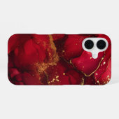 Scarlet Opulence Luxury Red & Gold Bold Glam iPhone 16ケース (裏面横)