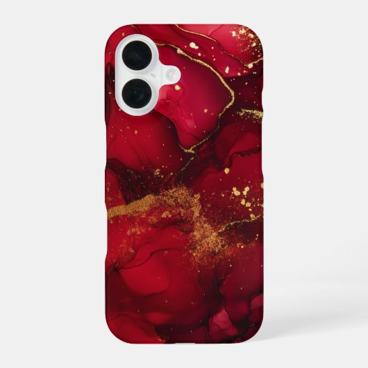 Scarlet Opulence Luxury Red & Gold Bold Glam iPhone 16ケース (裏面)