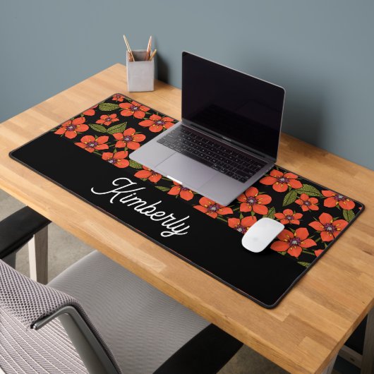 Scarlet Pimpernel Floral custom name デスクマット (オフィス2)