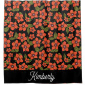 Scarlet Pimpernel Watercolor Monogram シャワーカーテン (正面)