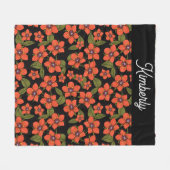 Scarlet Pimpernel Watercolor Name フリースブランケット (正面(横))