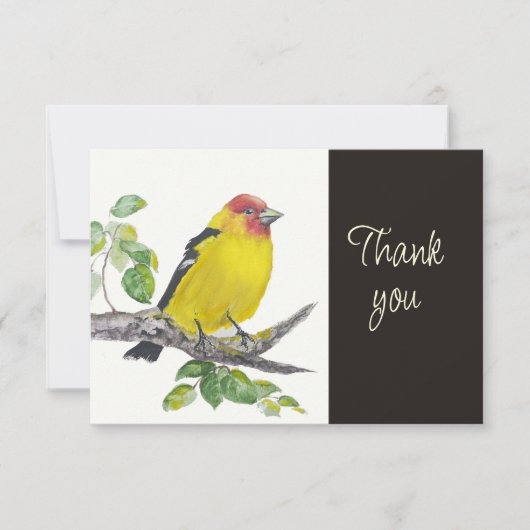 Scarlet Tanager Bird Nature WatercolorThank you サンキューカード (正面)