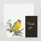 Scarlet Tanager Bird Nature WatercolorThank you サンキューカード (正面/裏面)