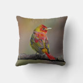 Scarlet Tanager Molting - オリジナル写真 クッション (裏面)