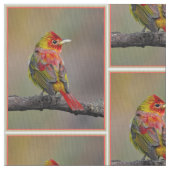 Scarlet Tanager Molting - オリジナル写真 ファブリック (クローズアップ)