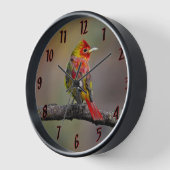 Scarlet Tanager Molting - オリジナル写真 壁時計 (傾斜)